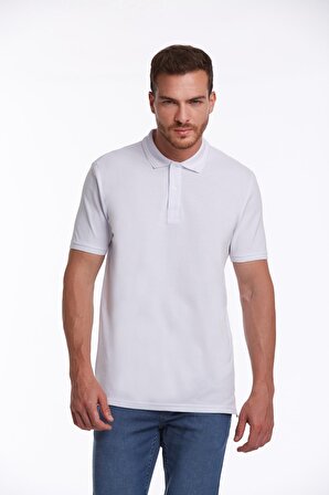 Beyaz Regular Fit %100 Pamuk Polo Yaka Tişört | XL