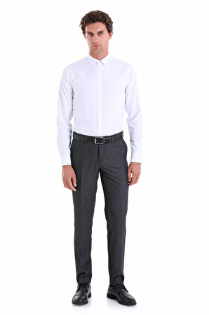Beyaz Comfort Fit Düz Pamuklu Düğmeli Yaka Uzun Kollu Oxford Gömlek