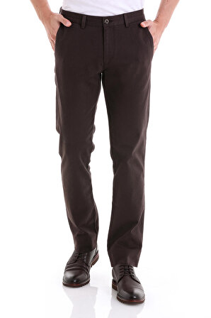 Kahverengi Regular Fit Düz Yandan Cepli Basic Kanvas Pantolon | 44