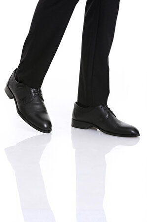 Siyah Klasik Bağcıklı Deri Ayakkabı | 43