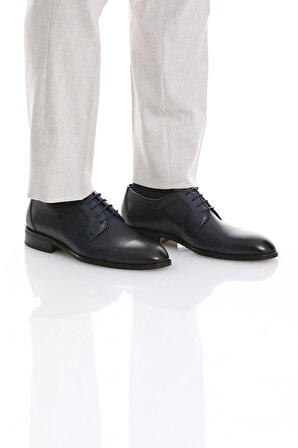 Lacivert Klasik Bağcıklı Deri Ayakkabı | 42