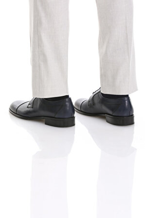 Lacivert Klasik Bağcıklı Deri Ayakkabı | 42