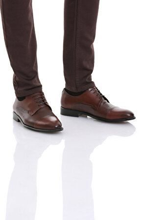 Kahverengi Klasik Düz Bağcıklı Deri Ayakkabı | 43