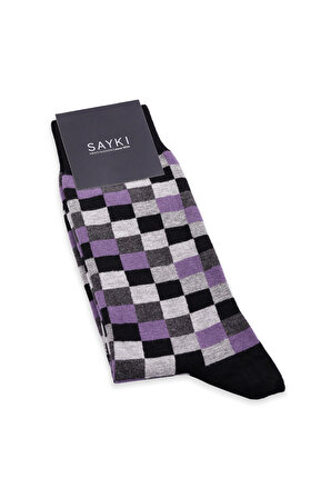 Siyah Kareli Pamuklu Soket Çorap | STD