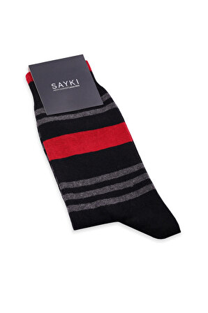 Siyah Çizgili Pamuk Soket Çorap | STD