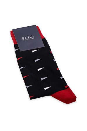 Bordo Desenli Pamuklu Soket Çorap | STD