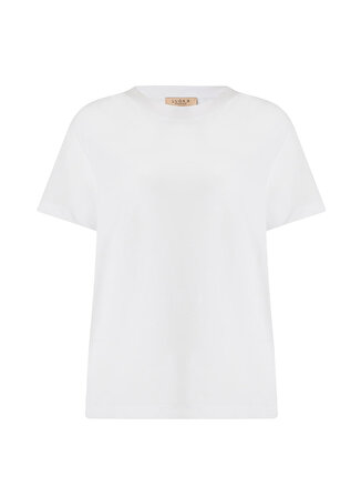 Luokk Yuvarlak Yaka  Rahat Kalıp Düz Beyaz Kadın Büyük Beden T-Shirt MURPHY