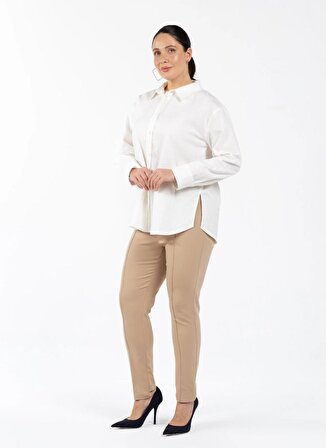 Luokk Rahat Gömlek Yaka Düz Beyaz Kadın Gömlek KINSEY