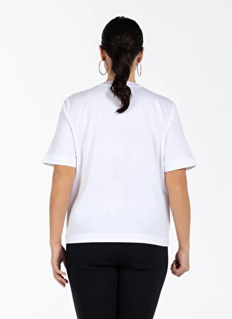 Luokk Yuvarlak Yaka Düz Beyaz Kadın T-Shirt TOMYRIS