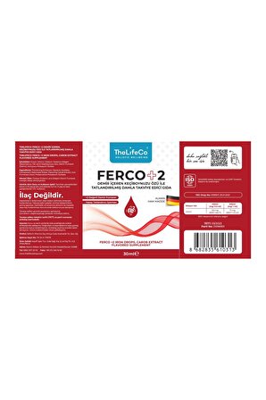 Thelifeco Ferco +2 Değerlikli Demir Damlası 30ml