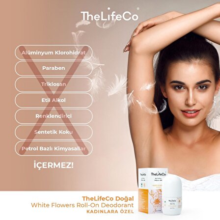 TheLifeCo  Doğal Roll-on Deodorant White Flowers(Woman) 60ml x2