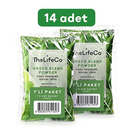 TheLifeCo Organik Yeşil Sebzeler İçecek Tozu Şase 6gr x 14ad