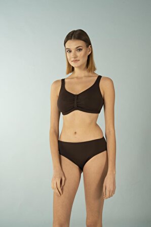 Estiva Luplu Toparlayıcı Yüksek Bel Bikini Takımı - Kahverengi