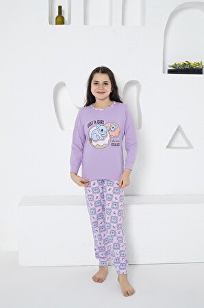 Estiva Kız Çocuk Koala Desenli Uzun Kollu Yazlık Pijama Takımı