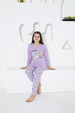 Estiva Kız Çocuk Koala Desenli Uzun Kollu Yazlık Pijama Takımı
