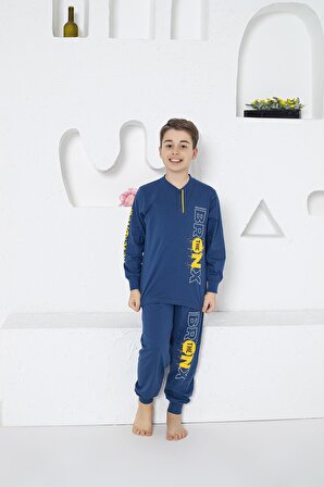 Estiva Erkek Çocuk Bronx Baskılı Uzun Kollu Yazlık Pijama Takımı