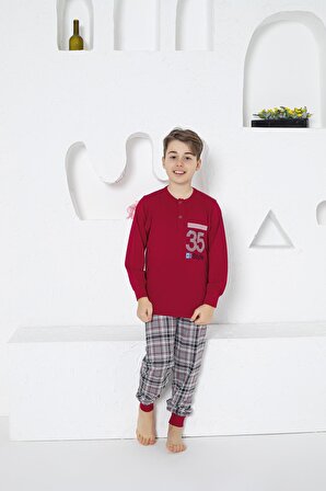 Estiva Erkek Çocuk 35 Baskılı Uzun Kollu Yazlık Pijama Takımı