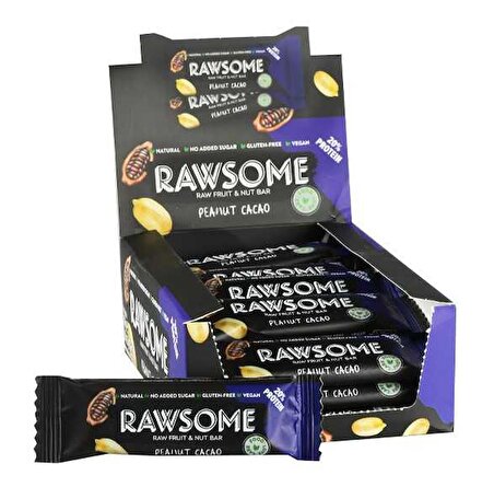 Rawsome Yerfıstığı ve Kakaolu Protein Bar 25 Gr. 20 Adet (1 Kutu)