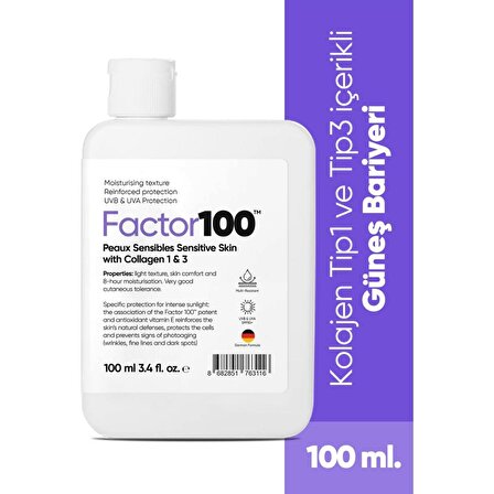 Factor100 50+ Faktör Leke Karşıtı-Nemlendirici Hassas Ciltler İçin Renksiz Güneş Koruyucu Krem 100 ml
