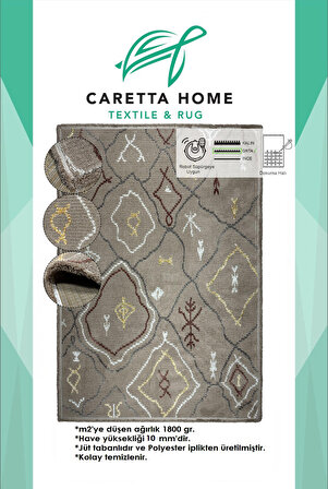 Caretta Home SunLıfe Dört Tarafı Saçaklı Yumuşak Dokuma Salon Oturma Odası Mutfak Yatak Oda Halısı