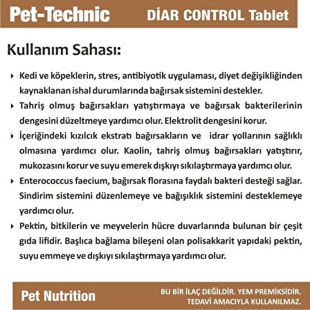 Pet Technic Yavru-Yetişkin Bağırsak Sistemi Destekleyici Tablet 2 x 75 Tablet