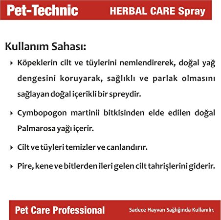 Pet Technic Herbal Care Dog Spray Deri Ve Tüy Bakım Spreyi