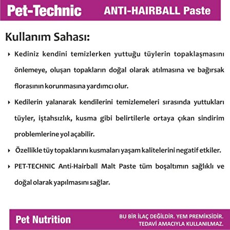 Pet Technic Yavru-Yetişkin Tüy Yumağı Önleyici Macun 100 gr