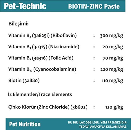 Pet Technic Yavru-Yetişkin Tüy Dökme Önleyici Multi Vitamin Macun 100 gr
