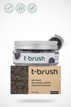 T-Brush Kömür Aromalı Beyazlatma Florürsüz Diş Macunu Tableti 90 Adet 
