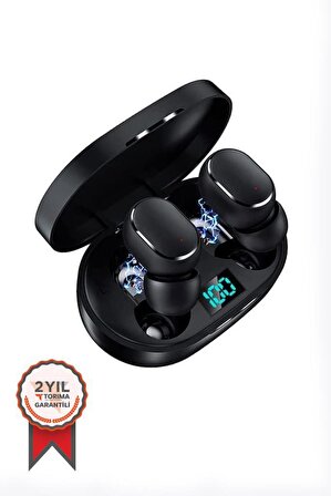 E6s Çift Mikrofonlu Şarj Göstergeli Kablosuz Bluetooth Kulaklık Siyah