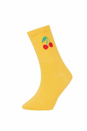 DeFacto Kız Çocuk 3'lü Pamuklu Uzun Çorap N1748A6NSKR1