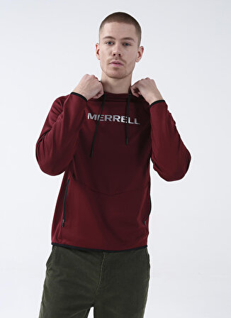 Merrell Bordo Erkek Kapüşonlu Düz Sweatshirt M23SEARCH SEARCH