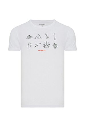 Merrell Bisiklet Yaka Beyaz Erkek T-Shirt M3TRAD T-Shirt