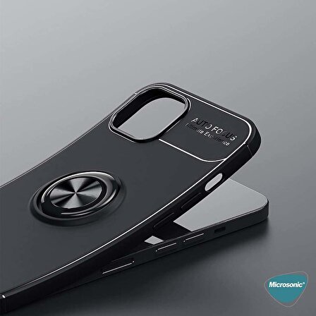 Microsonic Apple iPhone 13 Kılıf Kickstand Ring Holder Siyah