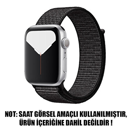 Microsonic Apple Watch Series 8 45mm Hasırlı Kordon Woven Sport Loop Siyah