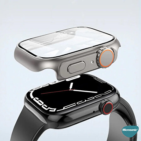 Microsonic Apple Watch Series 9 45mm Kılıf Apple Watch Ultra Dönüştürücü Ekran Koruyucu Kasa Yıldız Işığı