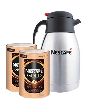 Nescafe Gold Granül Kahve 900 gr 2'li Hazır Kahve + Termos Hediyeli