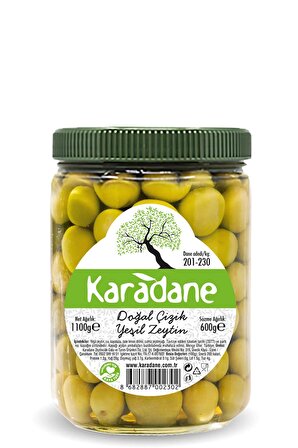 Karadane Çizik Yeşil Zeytin XL 201-230 Kalibre 600 g ℮