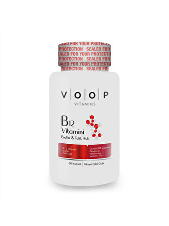 VOOP Vitamin B12, Biotin ve Folik Asit İçeren Takviye Edici Gıda 60 Kapsül 