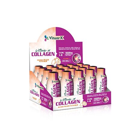 Vitam-X Kolajen 20 Shot Hidrolize Collagen Tip 1-2 Şeftali Mango Aromalı