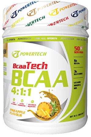 Powertech BcaaTech BCAA 500 gr 50 Servis Ananas Aromalı