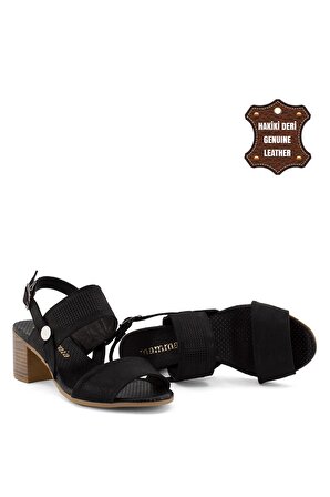 Mammamia D23YS-1355C Kadın Hakiki Deri Sandalet Siyah