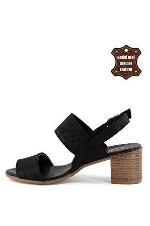 Mammamia D23YS-1355C Kadın Hakiki Deri Sandalet Siyah