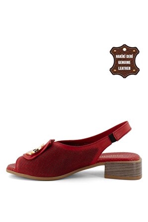 Mammamia D23YS-1340C Kadın Hakiki Deri Sandalet Kırmızı