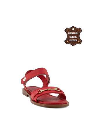 Mammamia D23YS-1185C Kadın Hakiki Deri Sandalet Kırmızı