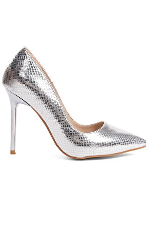 Elit CS01 Kadın Stiletto Ayakkabı Gümüş