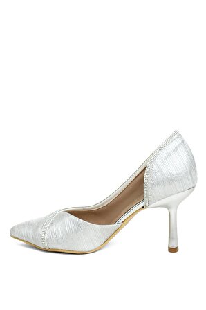 Feles 077-209-22T Kadın Klasik Topuklu Ayakkabı Gümüş