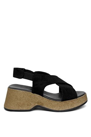 Beety BY2090.509S Kadın Dolgu Topuk Sandalet Siyah