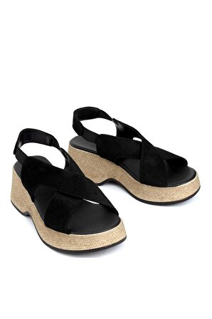 Beety BY2090.509S Kadın Dolgu Topuk Sandalet Siyah