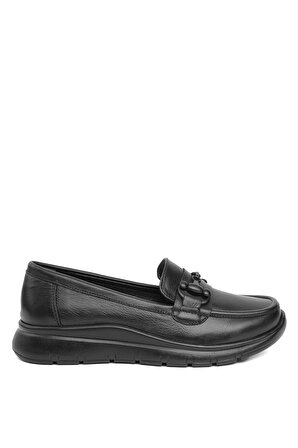 Enzo 81-05 Kadın Hakiki Deri Casual Ayakkabı Siyah